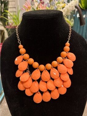 Orange Statement Bib Necklace - Women Jewelry
